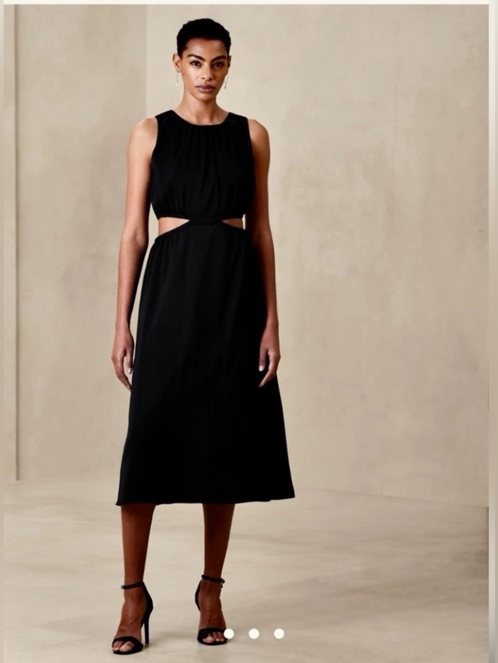 Banana Republic Cutout Black Midi Dress NWT Size M Petite